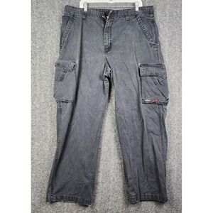 Transnine Cargo Pants Mens 40x32 Black Relaxed Wide Leg Streetwear Distressed
